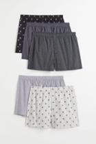 H & M - 5-pack Woven Cotton Boxer Shorts - Gray