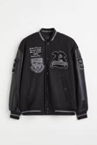 H & M - Wool-blend Baseball Jacket - Black