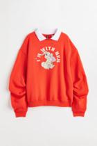 H & M - Collared Sweatshirt - Orange