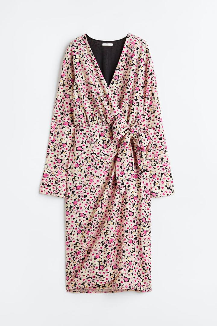 H & M - Tie-detail Wrap Dress - Pink