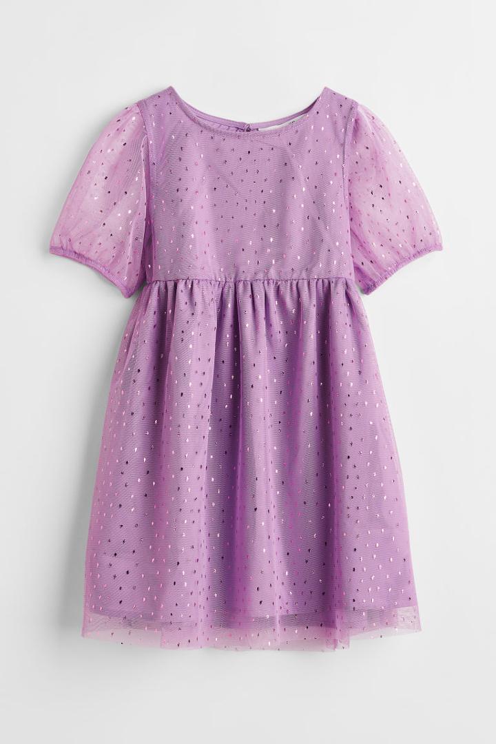 H & M - Dotted Tulle Dress - Purple