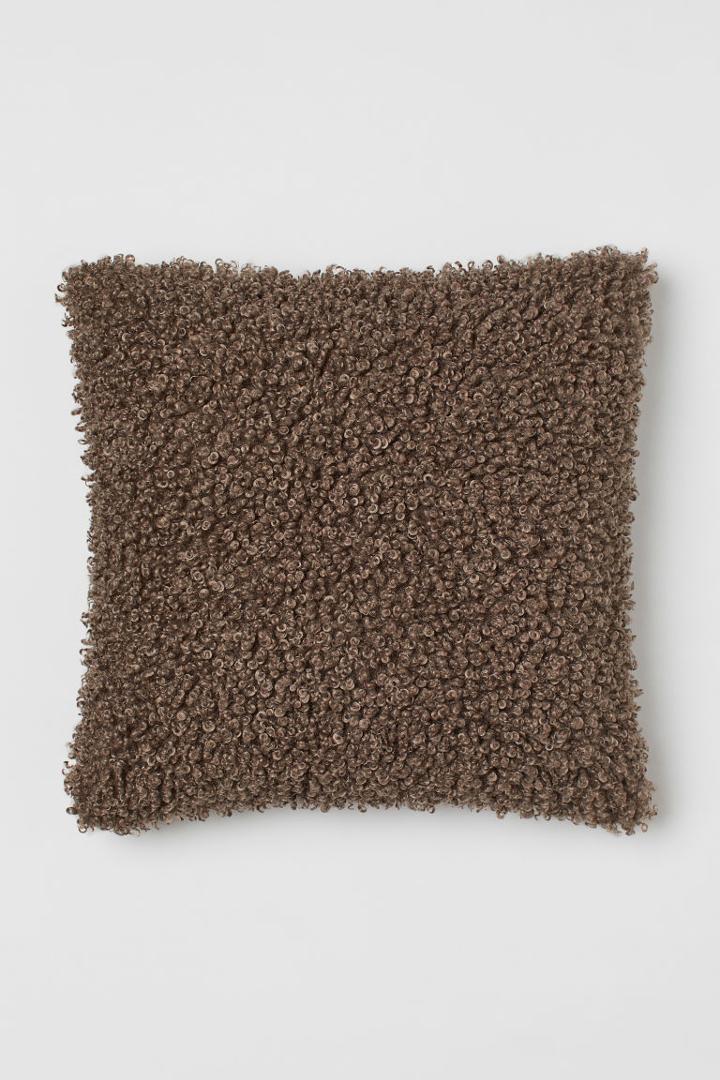 H & M - Faux Fur Cushion Cover - Beige