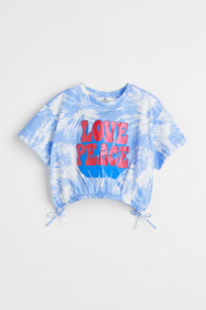 H & M - Oversized Tie-dye-patterned Top - White