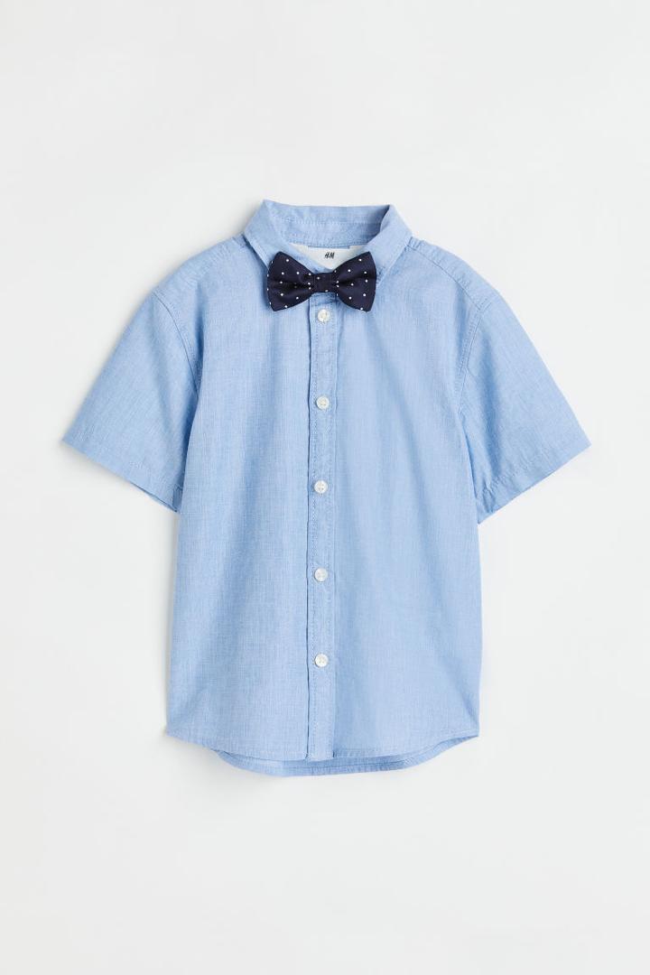 H & M - Shirt And Bow Tie - Blue