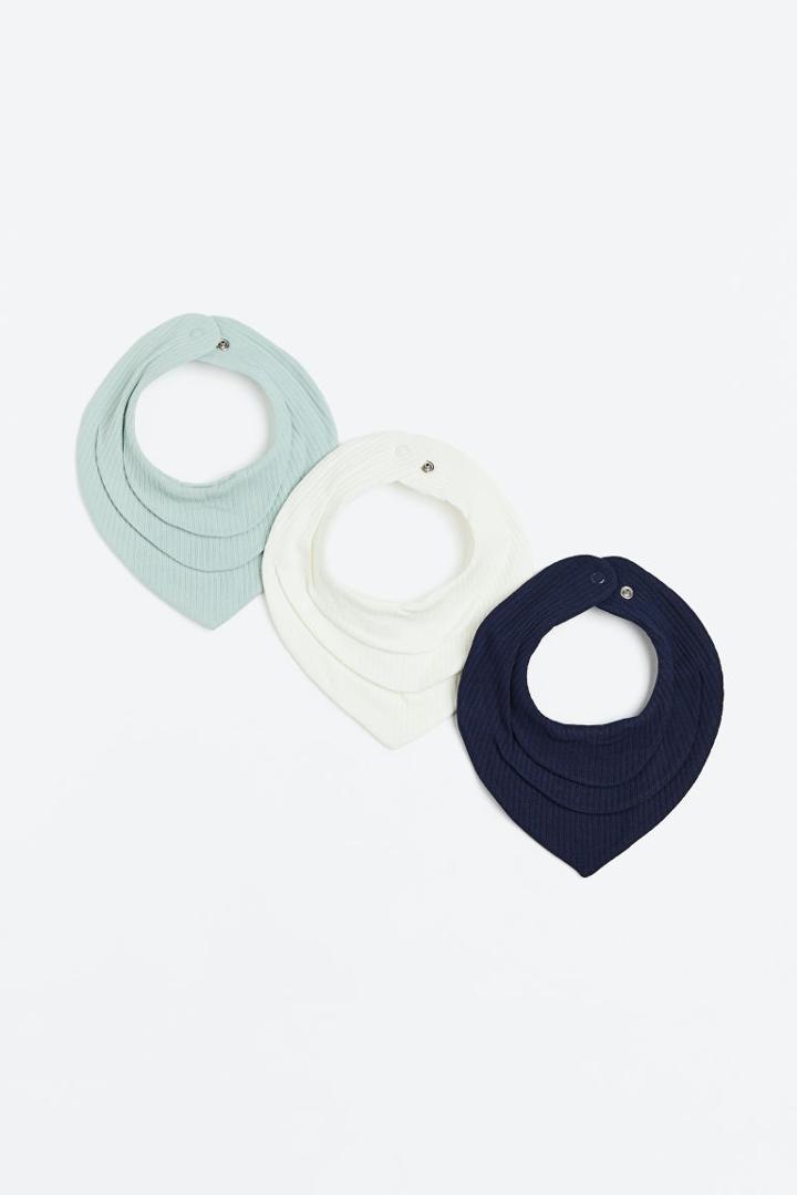 H & M - 3-pack Ribbed Triangular Scarves - Green