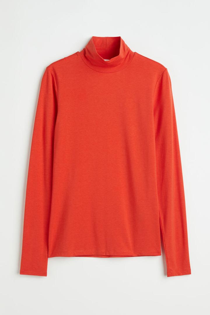 H & M - Mock Turtleneck Top - Orange