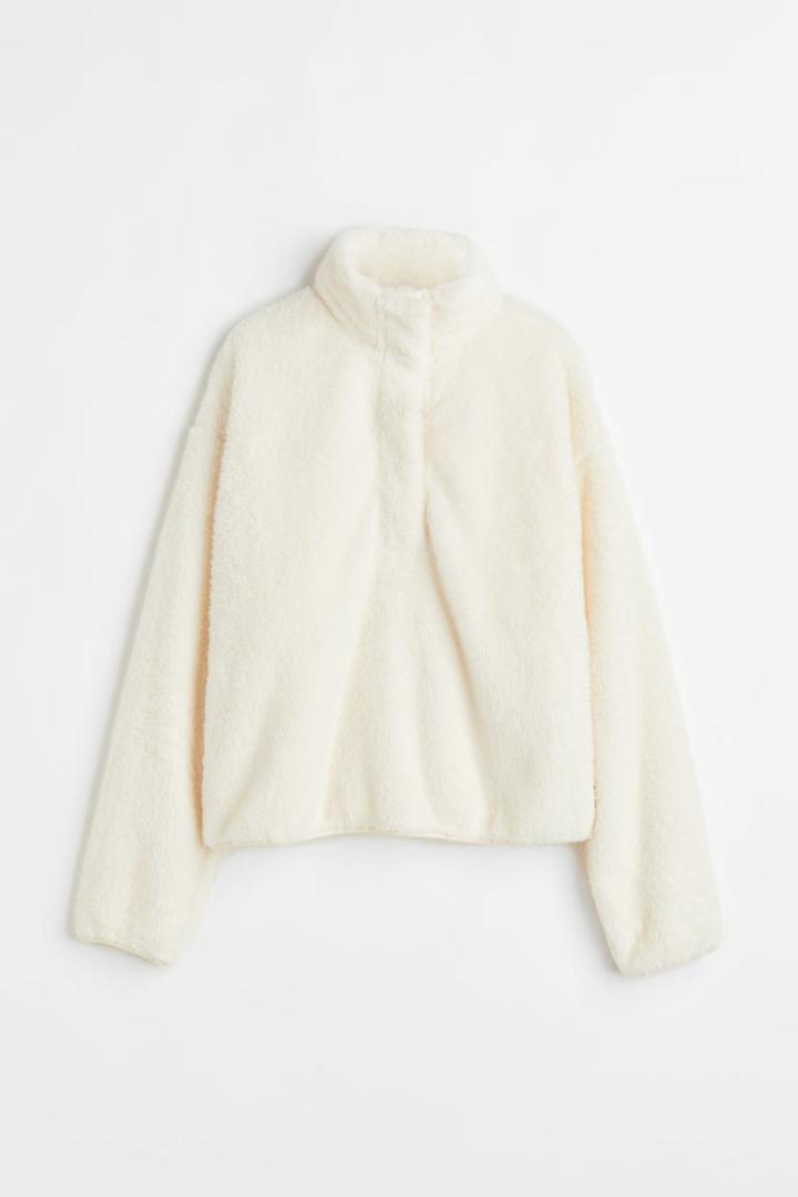 H & M - Faux Shearling Top - White