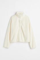 H & M - Faux Shearling Top - White