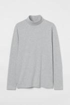 H & M - Slim Fit Turtleneck Shirt - Gray