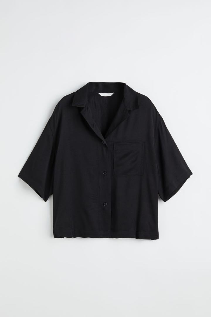 H & M - Oversized Resort Shirt - Black