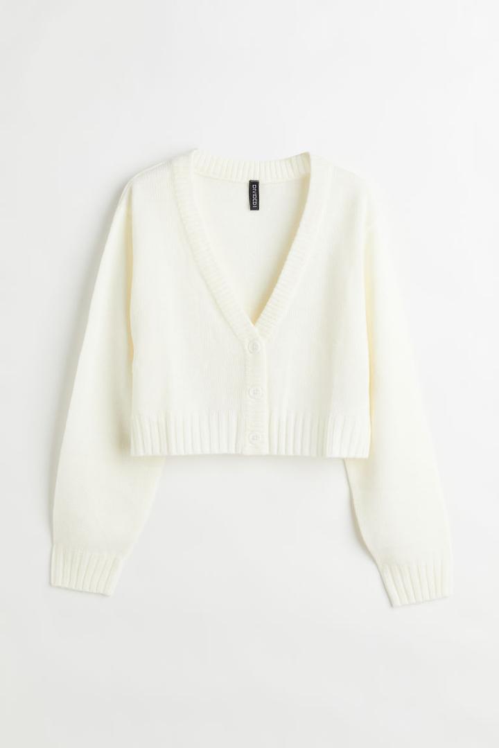 H & M - Short Cardigan - White