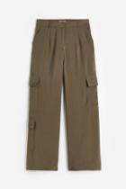 H & M - Wide Cargo Trousers - Green