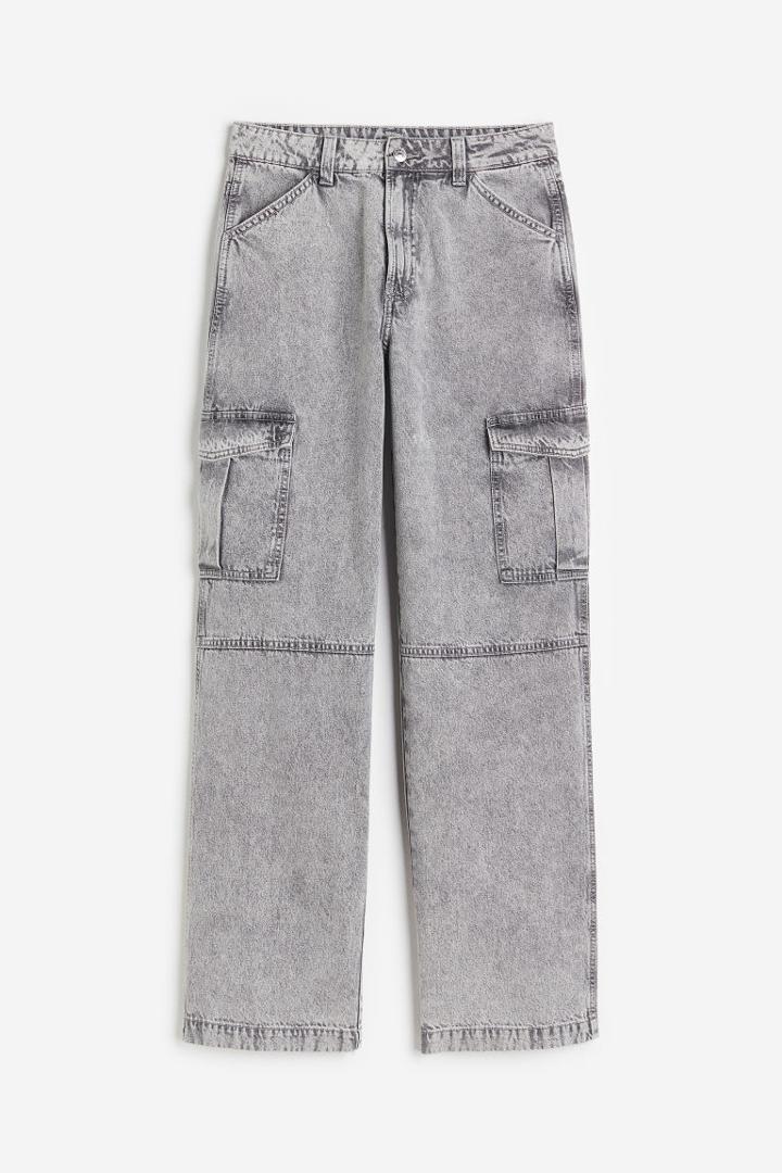 H & M - 90s Baggy High Cargo Jeans - Gray
