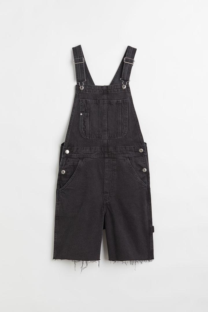 H & M - Denim Overall Shorts - Black