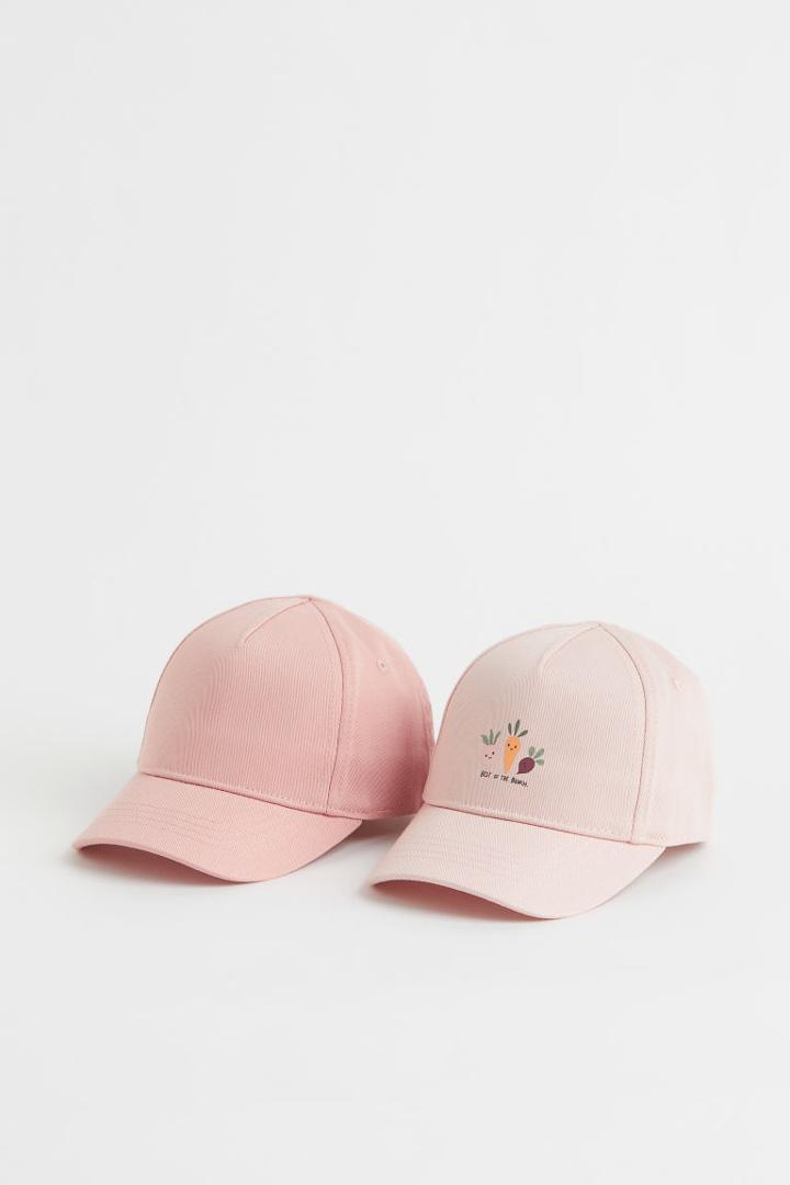H & M - 2-pack Cotton Caps - Orange
