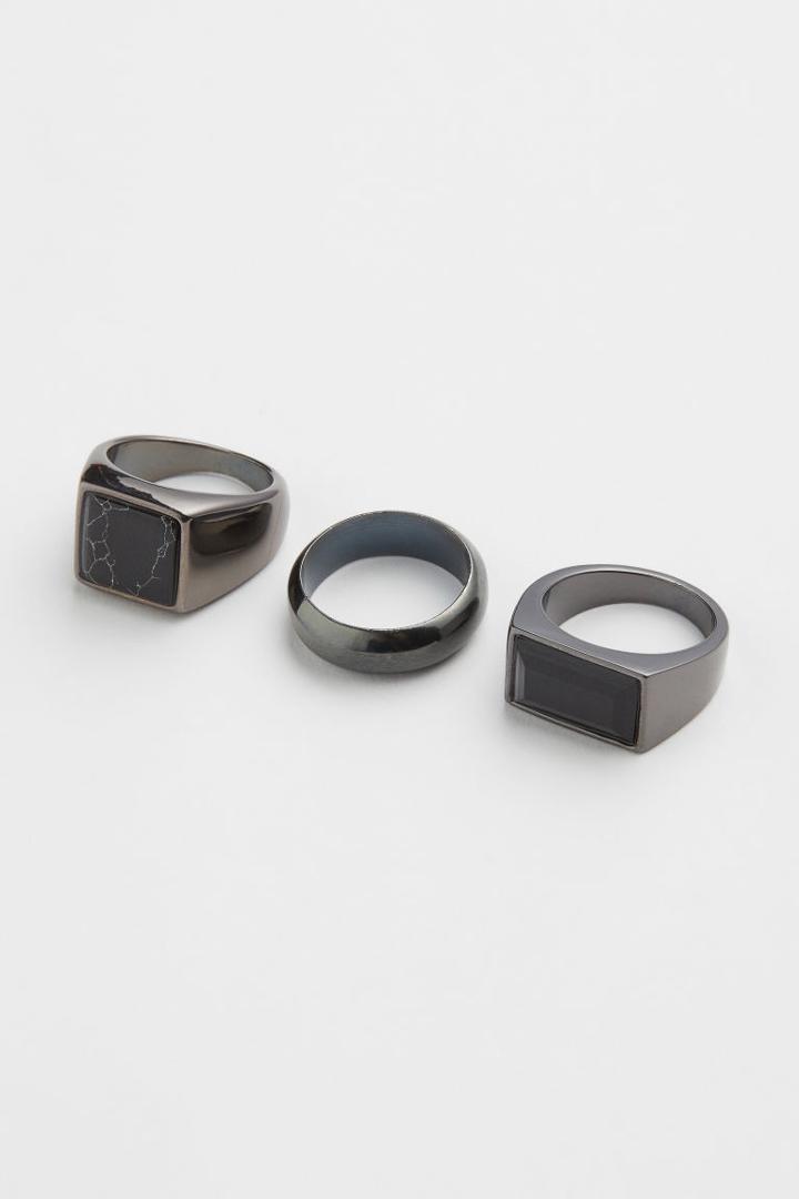 H & M - 3-pack Rings - Black