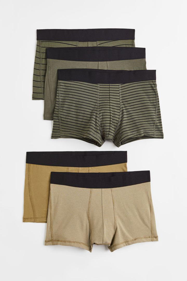 H & M - 5-pack Short Cotton Boxer Shorts - Green