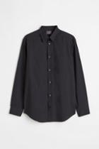 H & M - Regular Fit Cotton Shirt - Black