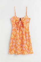 H & M - Tie-detail Cut-out Dress - Orange