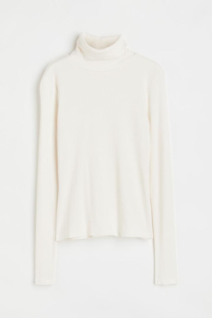 H & M - Viscose Turtleneck Top - White