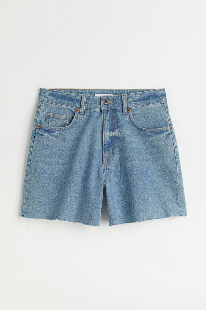 H & M - Denim Shorts High Waist - Blue