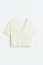 H & M - Short-sleeved Jersey Cardigan - White