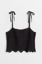 H & M - Crochet-look Top - Black