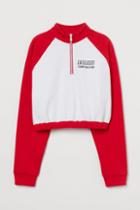 H & M - Half-zip Sweatshirt - Red