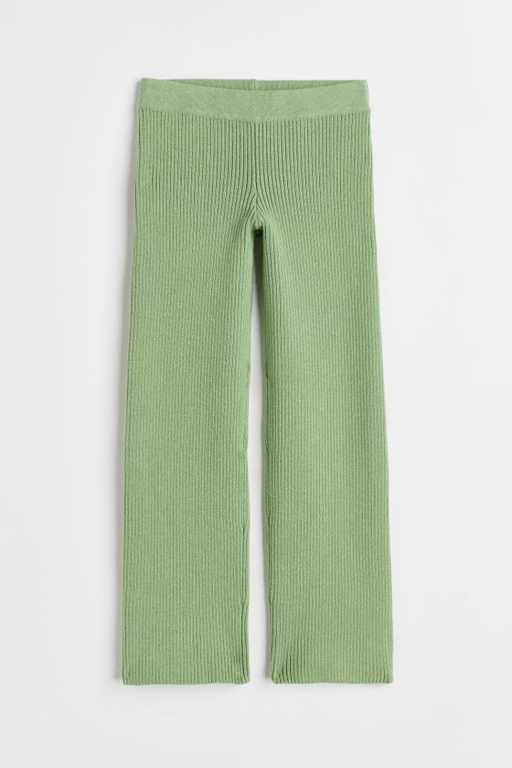 H & M - Rib-knit Leggings - Green
