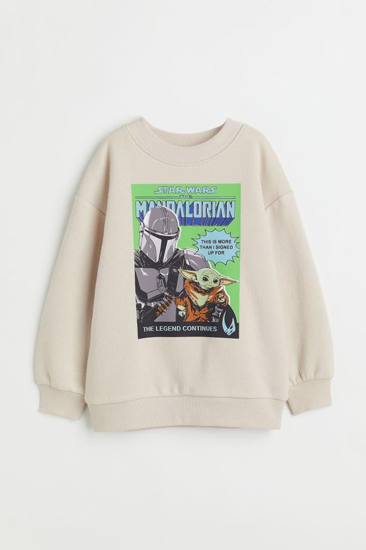 H & M - Oversized Printed Sweatshirt - Beige