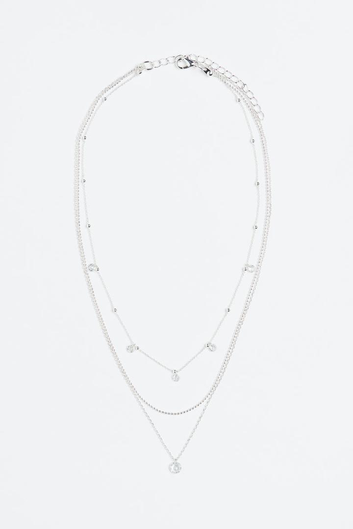 H & M - Triple-strand Necklace - Silver