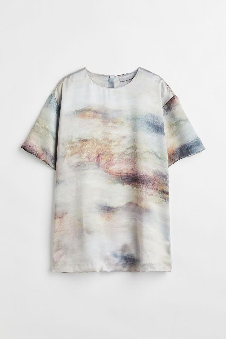 H & M - Oversized Satin Blouse - Beige