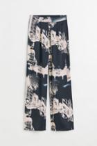 H & M - Wide-cut Satin Pants - Blue