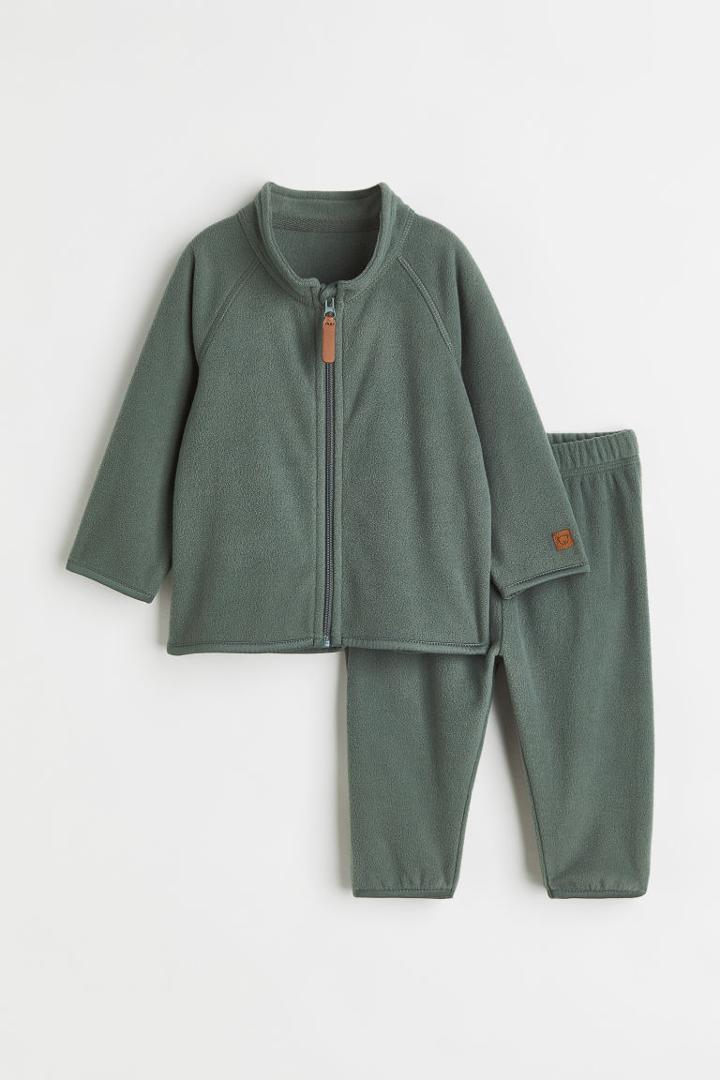 H & M - 2-piece Fleece Set - Green