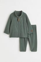 H & M - 2-piece Fleece Set - Green