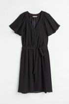 H & M - V-neck Chiffon Dress - Black