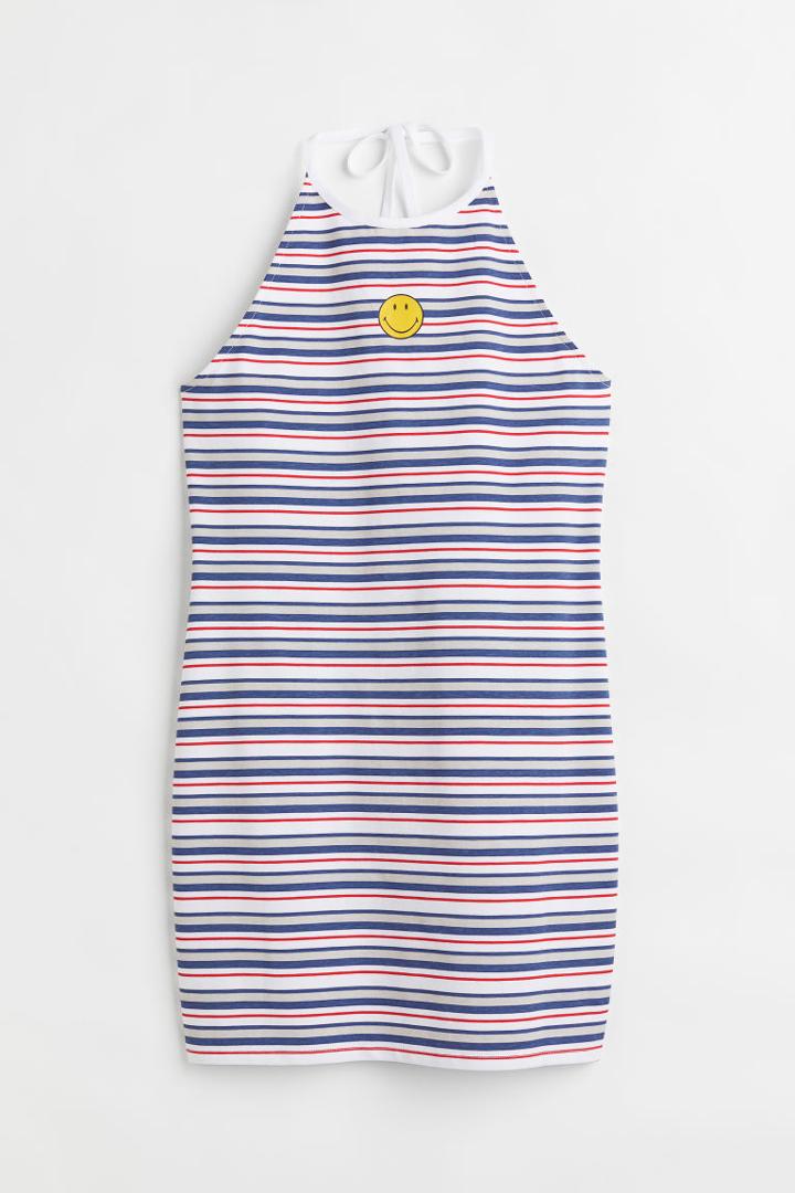 H & M - H & M+ Printed Halterneck Dress - Blue