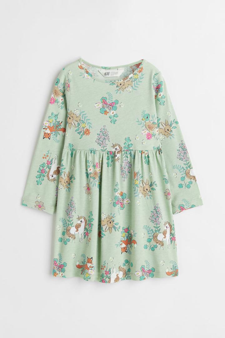 H & M - Cotton Jersey Dress - Green
