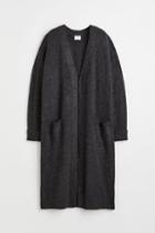 H & M - Long Fine-knit Cardigan - Black