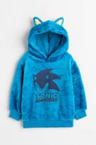H & M - Printed Pile Hoodie - Blue