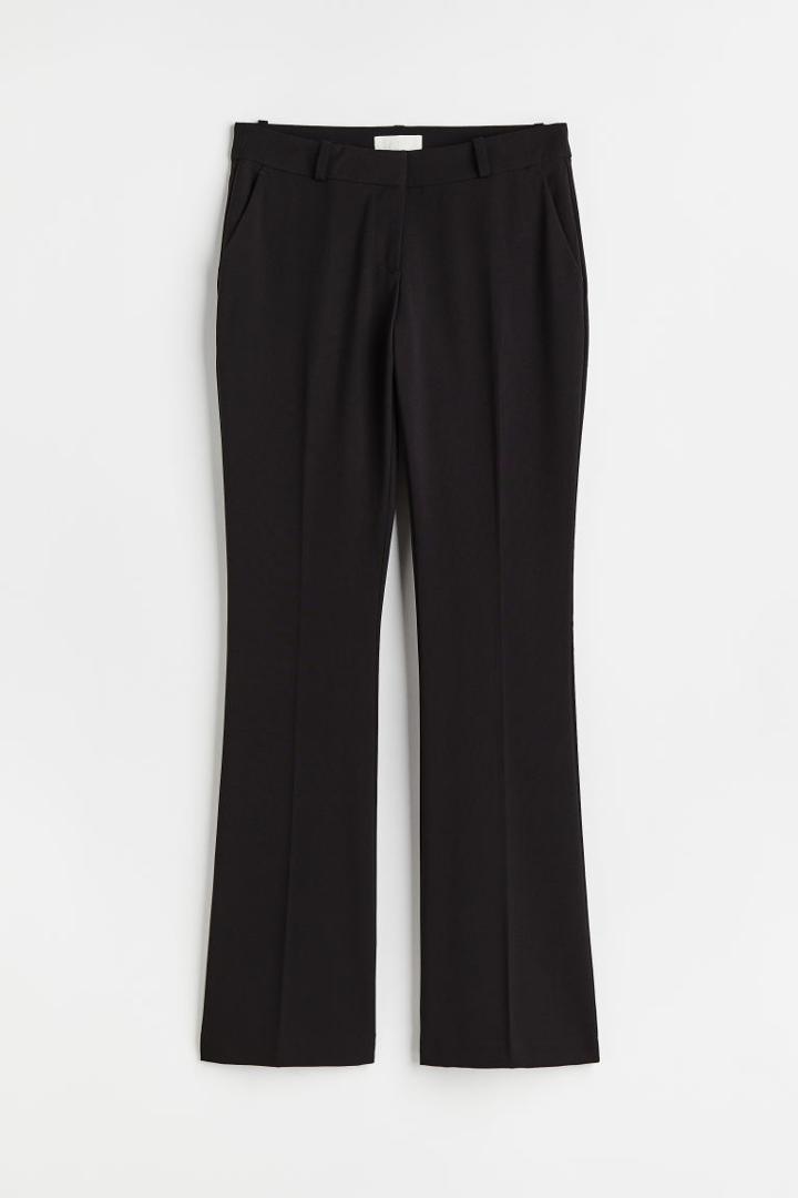 H & M - Flared Creased Pants - Black