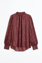 H & M - Stand-up Collar Satin Blouse - Pink