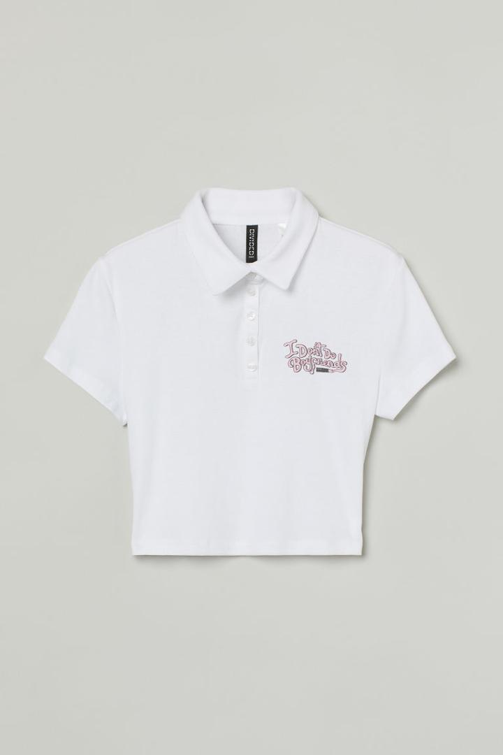 H & M - Short Rugby Shirt - White