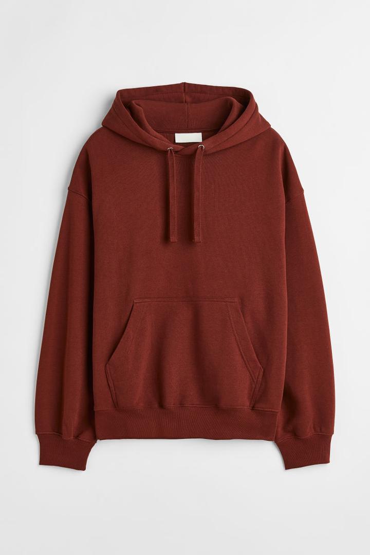 H & M - Oversized Fit Cotton Hoodie - Orange
