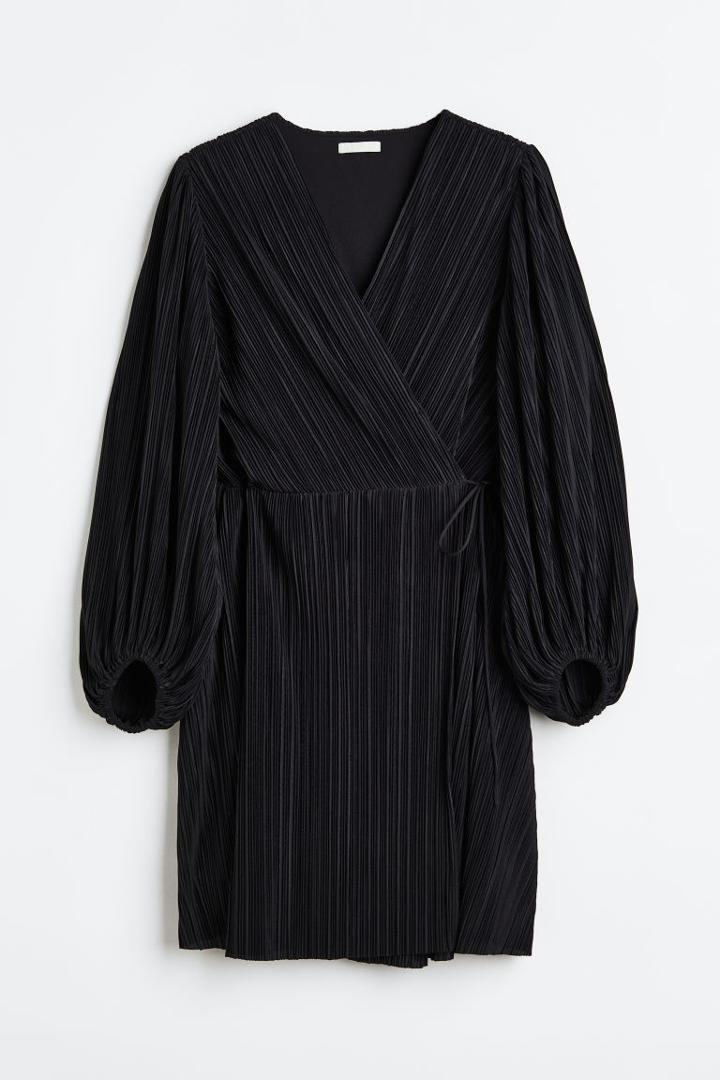 H & M - H & M+ Pleated Wrap Dress - Black