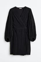 H & M - H & M+ Pleated Wrap Dress - Black
