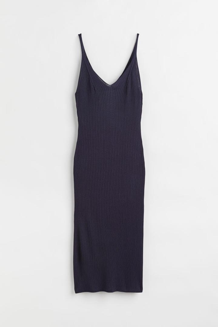 H & M - Ribbed Bodycon Dress - Blue