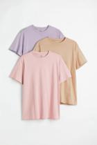 H & M - 3-pack Regular Fit Crew-neck T-shirts - Pink