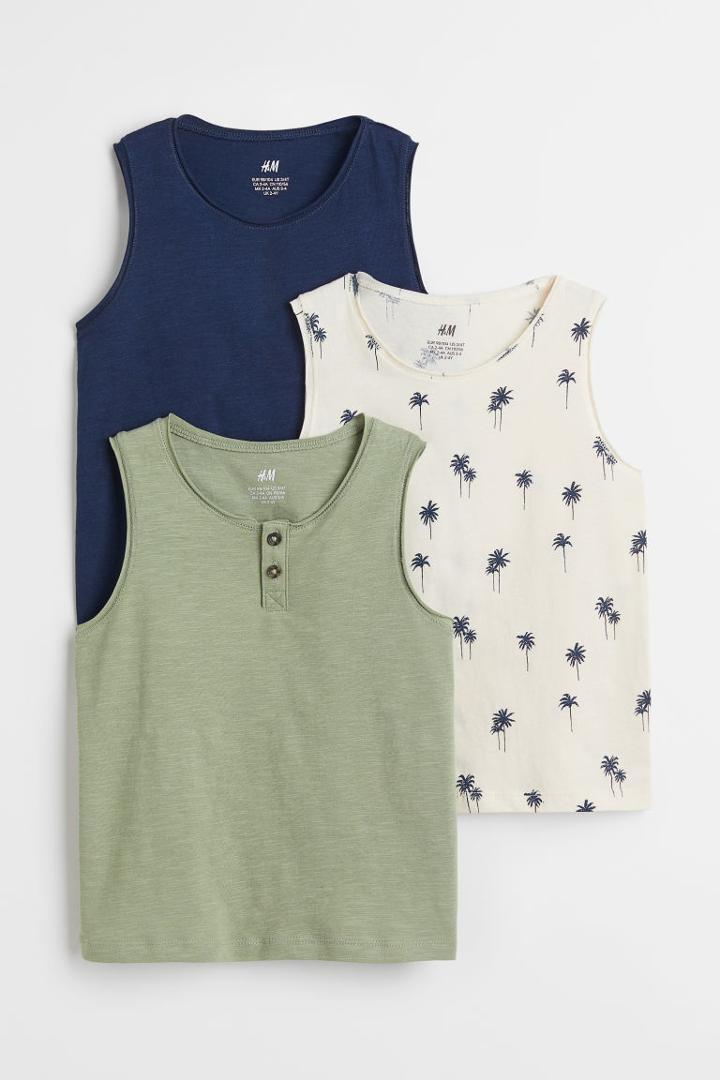 H & M - 3-pack Slub Jersey Tank Tops - White