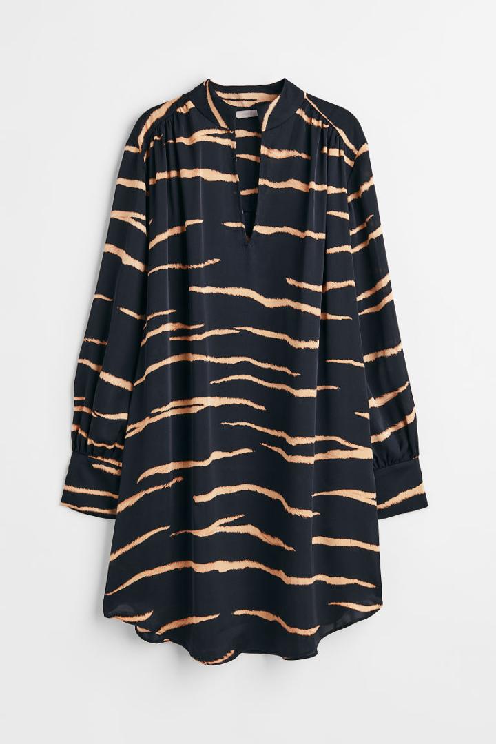 H & M - Satin Tunic Dress - Blue
